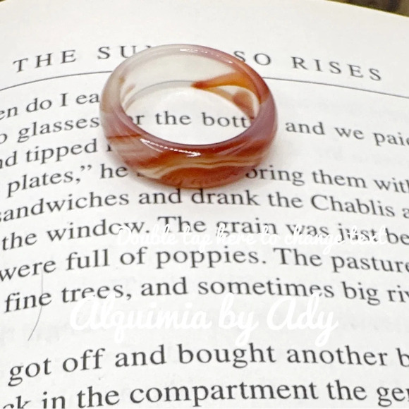 Boho Carnelian happy ring carved band/ inspiration and passion healing crystal - Picture 1 of 6